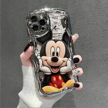 Officially Licensed Disney Mickey Mouse Phone Case, This Protective Phone Case Features A Classic Print Of Cheerful Mickey Mouse With His Iconic Round Ears And Bright Smile, Set Against A Vibrant Backdrop Decorated With Subtle Star And Polka Dot Accents, Made With Flexible, Durable TPU Material To Protect Against Everyday Scratches, Bumps, And Minor Impacts, With A Raised Camera Frame For Extra Lens Protection, Slim And Lightweight Construction That Adds Minimal Bulk And Fits Easily In Pockets And Bags, Compatible With IPhone 17, 16, 15, 14, 13, 12, 11 Pro Models, Making It A Timeless Choice For Mickey Fans And Disney Lovers, Ideal For Birthdays, Holidays, Or Any Special Occasion To Surprise Family And Friends - Silver - View 2