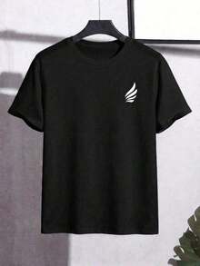 Men's Short-Sleeved T-Shirt With A Round Neck And Simple Design - Black - View 2