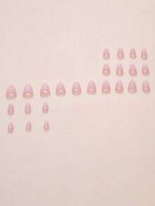 1 Set Almond-Shaped Ombre French Minimalist Chic Nail Tips, Detachable, Suitable For Daily, Work, Date, Includes 1 Gel Nail Polish + 1 Nail File - Multicolor - View 3
