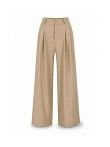 Women's Casual High Waist Wide Leg Pants With Pockets - 米色 - 查看 7