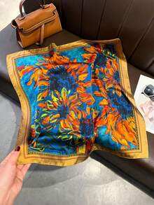 1 chiếc khăn vuông giả lụa in hoa 27,6 inch, khăn bandana nữ mới, khăn quàng cổ đa năng, phụ kiện tóc, khăn satin thời trang, khăn tắm biển - Nhiều màu - Xem 3