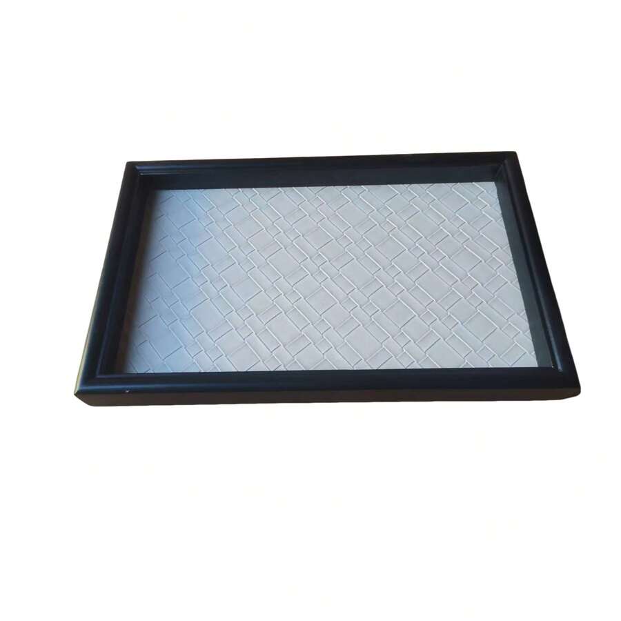 1 Khay gỗ nhỏ có đế da - Khay đựng đồ dùng cá nhân để đầu giường, dùng để đựng nước hoa, chìa khóa, ví, điện thoại, đồng hồ, trang sức và kính thời trang (Màu đen) - màu đen - Xem 1
