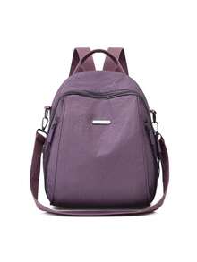 1 pieza Mochila casual de moda de cierre con cremallera de nailon de unicolor, adecuada para el uso diario, el trabajo, la escuela y las salidas de las mujeres, disponible en varios colores - Multicolor - Ver 15