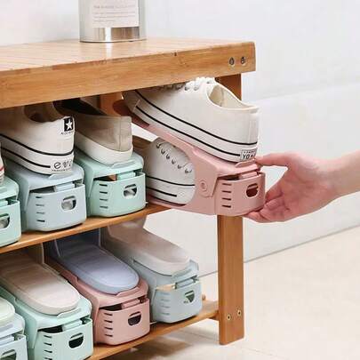 Adjustable Shoe Stacking Clips, Double-Layer Shoe Rack Organizer, Durable Shoe Storage For Sneakers, Sandals & Heels