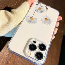 1pc Minimalist Fresh Daisy Flower Transparent Soft Phone Case - Multicolor - View 5