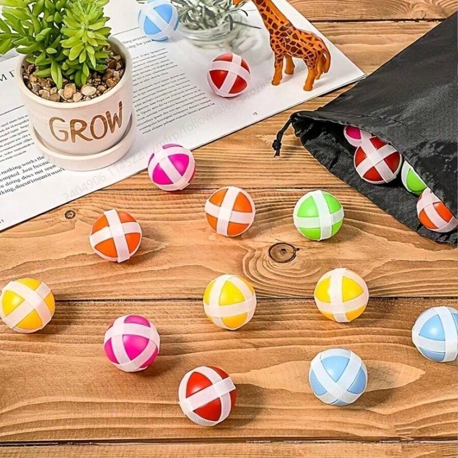 25pcs Sticky Balls For Fabric Dart Targets, Includes Black Bag, Dart Hooks, Storage Bag, Sports Balls, Toy Darts, Indoor & Outdoor Party Game Accessories For Adults & Teens, Random Colors, Christmas Gift, Party Favors - Multicolor - View 1
