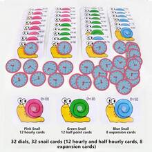 1 Set Time Learning Clock Cards, Snail Matching Cards, Teaching Time Notification Cards, Classroom Interactive Learning Materials, Educational Stationery, Teacher Supplies, Back To School Season - Multicolor - View 13