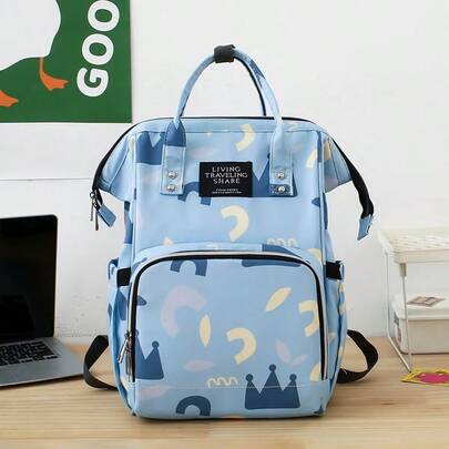 Multi-Functional Large Capacity Diaper Bag, Made Of Waterproof Oxford Cloth With Multiple Pockets, Convenient For Carrying, Suitable For Moms And Babies, Lightweight Design, Also Suitable For Dads
