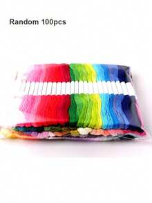 50pcs/100pcs 6-Ply 8m Embroidery Thread, 100 Colors Polyester Yarn, Random Color Cross Stitch Thread, Rainbow Sewing Thread, High Quality Embroidery Floss - Mixed Multi-Color Threads, Suitable For Cross Stitch, Sewing And Crafts - Sewing Accessories, Twist Tie Bag, Fit For DIY Embroidery, Sewing And Handmade - Multicolor - View 20