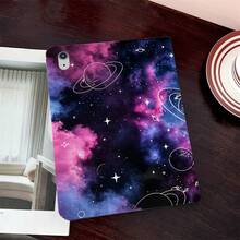 1个紫色和蓝色星系星云图案线条艺术行星印花平板电脑保护套，兼容iPad，通用智能保护套，兼容iPad - 兼容iPad Air 6/5/4、10（10.9英寸）、iPad Pro 2024/M3/A16 2025 - 彩色 - 查看 2
