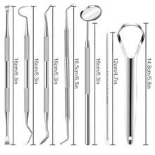 7pcs Dental Tools Dental Pick Teeth Cleaning Tools Hygiene Kit Profional Stainl Steel Tooth Scraper Plaque Tartar Cleaner - With Case Personal Using Pets - Teeth Cleaning Kit - As Pic - View 2