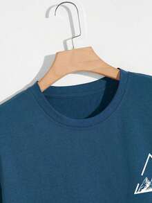 Alderstead Camiseta De Manga Corta Estampada Para Hombre Con Patrón Geométrico - Azul marino - Ver 3