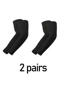 4 Pairs Unisex Long Solid Black Fingerless Arm Sleeves, Plus Size [More Comfortable], Outdoor Cycling Driving Arm Sleeves, [Ice Silk Breathable & Quick-Dry Sunscreen], Seamless Nylon Cool Sunscreen Arm Sleeves, Suitable For Outdoor Activities Like Hiking, Cycling, Fishing, Shading And Anti-Slip, Won't Fall Off In Summer,Men Gifts,Accessories - One Size - View 5