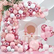 50pcs Pink Balloon And Aluminum Foil Sequin Balloon Garland Arch Kit, For Princess Theme Wedding Decor, Birthday Party Decor, Anniversary Decor, Graduation Decor, Holiday Decor, Shower Decor, Indoor Outdoor Decor, Home Room Decor - 18 YEARS - View 1
