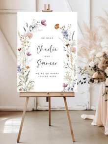 Classic Wedding Sign, Minimalist Wedding Sign, Customized Wedding Poster, Wedding Welcome Poster, Wedding Decor, Personalized Wedding Sign - Multicolor - View 2