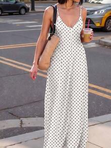 Vestido de tirantes con estampado de leopardo de moda de verano para mujer - Blanco - Ver 4