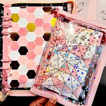 A5/A6 Starry Sky & Aurora Pink Zipper Binder, Zipper Drawstring Design, Korean Style, Transparent Refill Pages, Stamp Pad, Candy Sticker Cards, Collection Album, Transaction Card Album, Photo Album, Budget Planner, Diary, Notebook, Office Supplies,Card Holder - Shape - View 2