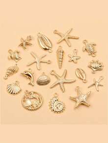 1 Packung sortierte goldfarbene Metall Seestern & Schmetterling DIY Anhänger Charms, für Schmuckherstellung Zubehör - Verschiedenfarbig - Übersicht 7