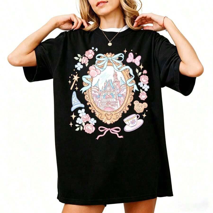 Loose Oversize Comfort Color® Disney Magical Castle Coquette Shirt, Magic Kingdom Sweatshirt, Disneyworld Tee, Disney Trip, Magical World Shirt--Disneys Disneyland Paris The Magic Kingdom Disneyesque The House Of Mouse Mickey Mouse Empire Modest Summer Outfits Take That T Shirt Summer Coord Tops For Women Summer Summer Clothes Women Summer Clothes Summer Tops Summer Tops Women Summer Co Ord Summer Top Summer Outfits White Top Black Top Holiday Outfits For Women Tops For Women Summer Holiday Gifts Valentine's Day Gifts Earth Day Gifts Oktoberfest Gifts Summer Bank Holiday Gifts - Black - View 1