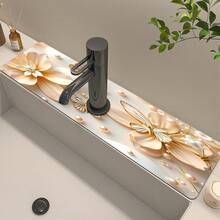 1pc Flower Theme Pattern Sink Drain Pad, Quick-Drying Diatomite Bathroom Faucet Pad, Trimmable Holiday Decorations, Household Kitchen Drain Pad, Washbasin Protection Pad, Suitable For All Kinds Of Faucets In Bathroom And Kitchen. - Multicolor - View 14