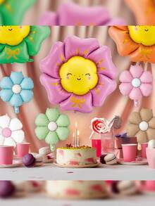 Kit 8pz Globo Flores Primavera Fiesta Festival Cumpleaños - Ver 8