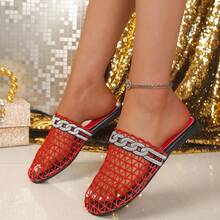 2026 Summer New Fashion Rhinestone Casual Comfortable Non-Slip Beach Slippers For Women - Red - View 3