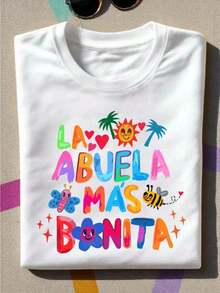 Camiseta de Verano Casual de Manga Corta con Cuello Redondo Suave, Camiseta Bichota La Abuela Más Bonita, Camiseta Abuela, Camiseta La Mejor Abuelita, Mañana Será Bonito, Camisetas de Abuela Mexicana, Camiseta Mamá Latina, Conjunto Mamá Española 104t, Tops para Salir, Algodón, Vintage, Estilo Urbano Europeo y Americano, Casual Deportivo, Estilo Unisex, Estilo Urbano Casual, Bonitas Camisetas, G - Blanco - Ver 1