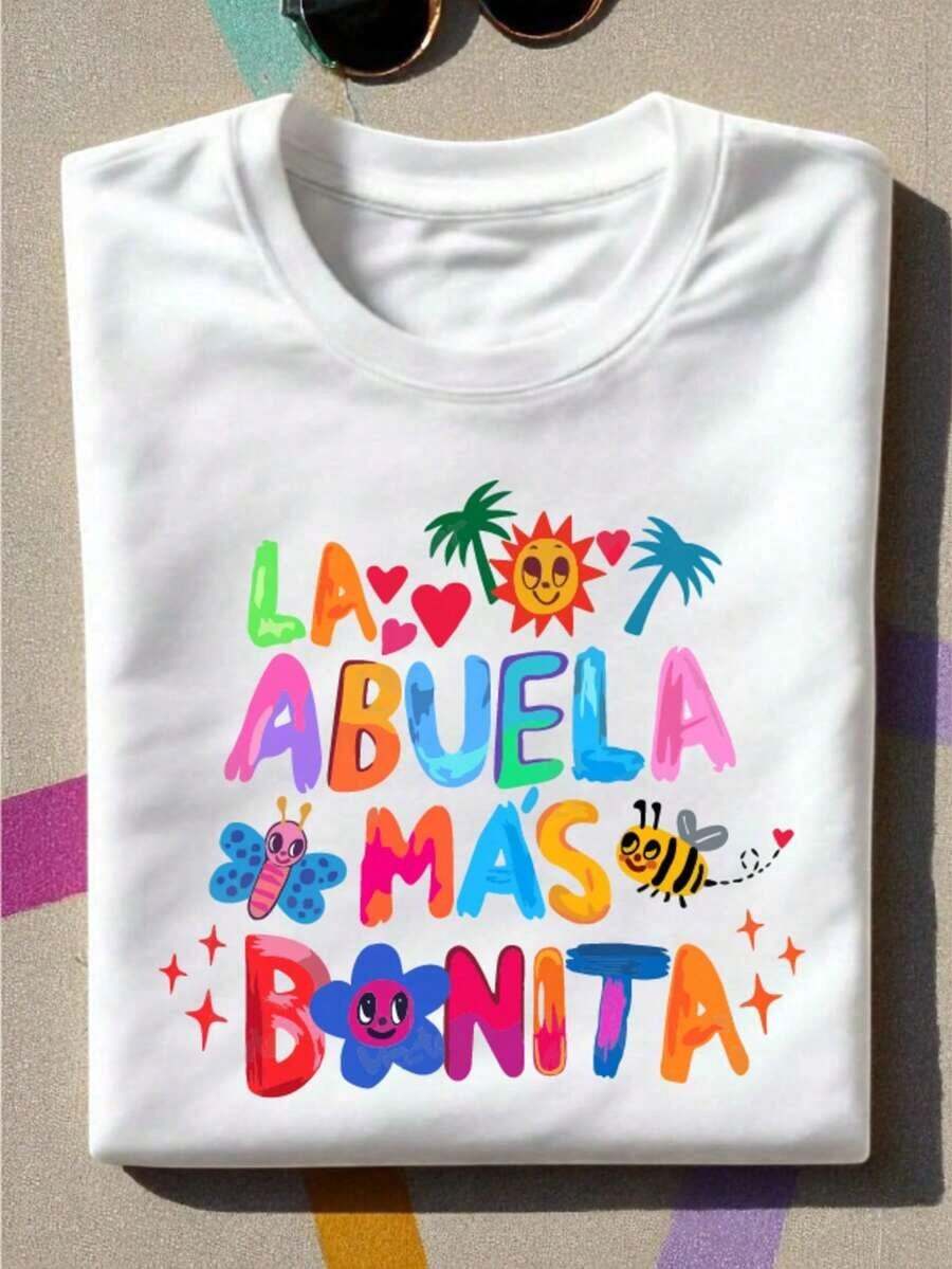 Camiseta de Verano Casual de Manga Corta con Cuello Redondo Suave, Camiseta Bichota La Abuela Más Bonita, Camiseta Abuela, Camiseta La Mejor Abuelita, Mañana Será Bonito, Camisetas de Abuela Mexicana, Camiseta Mamá Latina, Conjunto Mamá Española 104t, Tops para Salir, Algodón, Vintage, Estilo Urbano Europeo y Americano, Casual Deportivo, Estilo Unisex, Estilo Urbano Casual, Bonitas Camisetas, G - Blanco - Ver 1