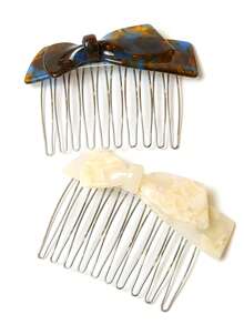 2 Stück elegante Perlen-Haarkämme mit 10 Zähnen für Frauen, minimalistisch-schicke Perlen-Seitenkämme, vielseitig tragbare Haarzubehör für Pony & Flugsträhnchen, schicke & raffinierte Haarstyling-Accessoires für Festivals, Partys - Mehrfarbig E - Übersicht 12