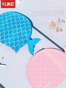 Yuke Mermaid Scale Silicone Swimming Cap, Suitable For Women And Men, High Elasticity Waterproof Swimming Cap With Ear Cover And Long Hair Coverage, Cute Fish Scale Print, Keeps Hair Dry, Durable For Pool And Beach Water Sports In Summer - Multicolor - View 6