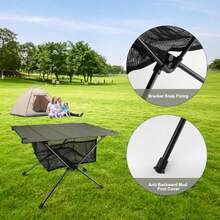 Mesa de Camping Plegable Ultraligera, pequeña mochilero mesas al Aire Plegable Ligero con Almacenamiento Malla y Bolsa de Transporte para Picnic, Viajes y Actividades al Aire - Negro - Ver 6