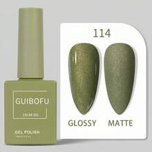 GUIBOFU品牌 1瓶装 114号凝胶指甲油 - 橄欖綠 - 查看 8