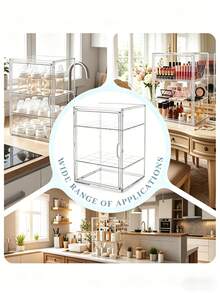 1pc 3/2 Tier Adjustable Transparent Acrylic Cup Storage Box, Dust-Proof Baby Essentials Organizer - Multicolor - View 6