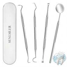 Dental Tools Profional Plaque Remover Teeth Cleaning Tool Kit Stainl Steel Dental Pick Tartar Scraper Tooth Cleaner Oral Care Hygiene Set For Dentist Personal Pets With Storage Box - As Pic - View 1