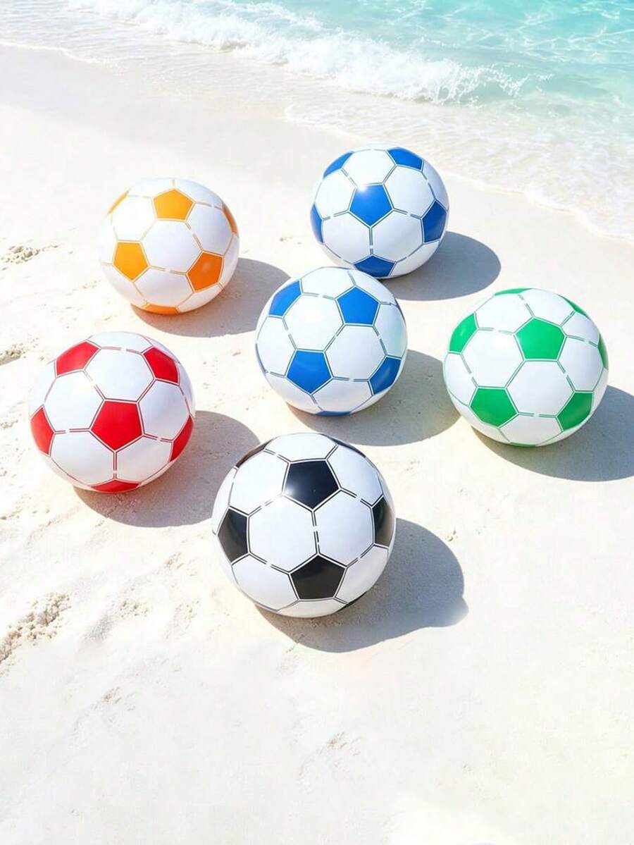 1pc/6pcs Vibrant High-Density PVC Beach Balls, Suitable For Family And Party Enthusiasts, Lightweight Streamlined Design For Wave Playing, Enhanced Seamless Construction, Applicable For Outdoor Picnic Games, Multipurpose Inflatable Party Decor, Backyard Water Fun Accessories, Beach/Pond Toys, Swimming Pool Inflatables, Essential For Vacation - A - View 1