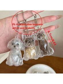 1个PET材质坐姿狗狗造型钥匙扣 - 高品质PET材质狗狗造型，带链条，适合养狗人士 - 兼具实用价值的钥匙扣，可收纳和保护宠物毛发，可挂在钥匙、包包和户外用品上 - 适合作为爱狗人士的纪念品 - 彩色 - 查看 8