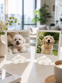 2pcs/4pcs Cute Cloud Shaped Photo Clips, Horizontal Arrangement Design, Suitable For Small Photos, Small Cards, Notes. Perfect For Home, Office, Wedding And Other Occasions. Desktop Decoration Single Cloud Shaped Photo Frame Clip - A - View 3