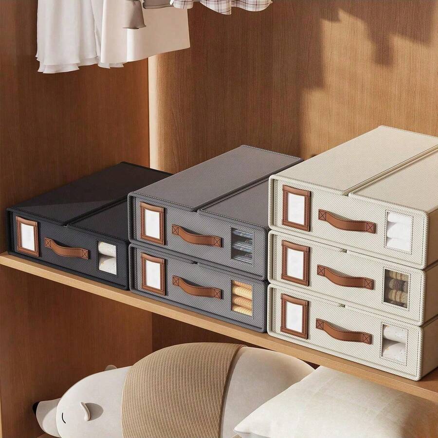 Large Capacity Foldable Shoe Storage Box, Durable Shoe Organizer With Label Slots And Transparent Window, Suitable For Home, Bedroom, Dorm - Fit For Sports Shoes - Multicolor - View 1