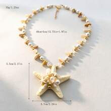 Seaside Vacation Colored Starfish Pendant Beaded Necklace, Long Stylish Ornament For Women - Hồng - Xem 8