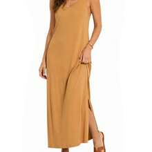 Vila Clothes Vestido midi Vila Modala maxi mostaza tirantes para mujer - Amarillo - Ver 2