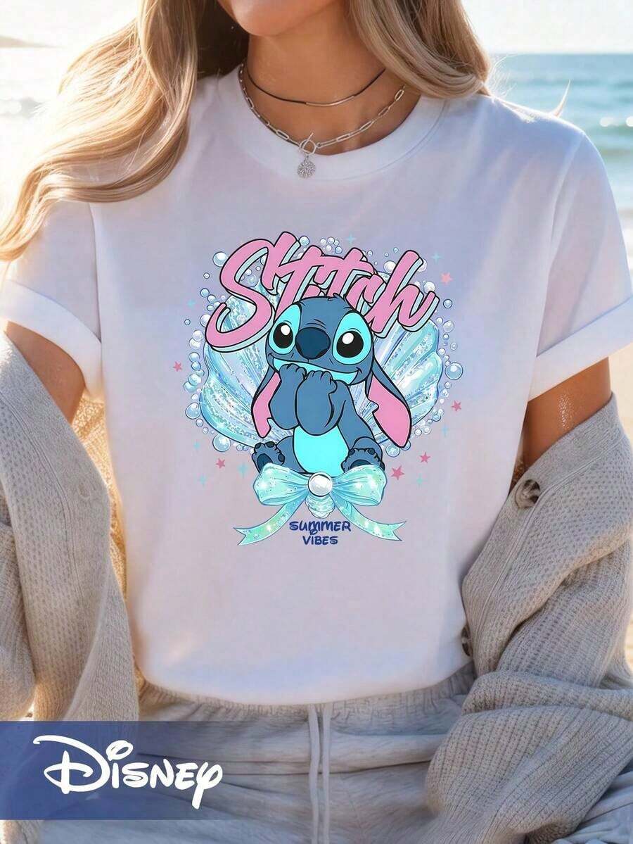Disney Lilo & Stitch Stitch (Stich) Official Stitch T-Shirt - Cute Stitch Face & Lilo & Stitch, Short Sleeve Round Neck Tee For &, Casual Wear & Themed Parties, Machine Washable (Official Merchandise) -- Disneys Disneyland Paris The Magic Kingdom Disneyesque The House Of Mouse Mickey Mouse Empire Modest Summer Outfits Take That T Shirt Summer Coord Tops For Women Summer Summer Clothes Women Summer Clothes Summer Tops Summer Tops Women Summer Co Ord Summer Top Summer Outfits White Top Black Top Holiday Outfits For Women  Tops For Women Summer Holiday Gifts Valentine's Day Gifts Earth Day Gifts Oktoberfest Gifts Summer Bank Holiday Gifts - trắng - Xem 1