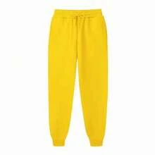 Pantalones de chándal informales para hombre, pantalones deportivos para correr, entrenamiento, gimnasio, trotar, pantalones largos para mujer, pantalones sueltos con cordón, moda en 11 colores - Amarillo - Ver 6