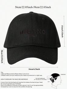 1 pieza Gorra de béisbol con estampado de letra "MILANO", unisex, parte superior suave con visera curva, protección solar, ajustable y transpirable, adecuada para deportes diarios y ocio al aire libre - gorra de béisbol - Ver 5