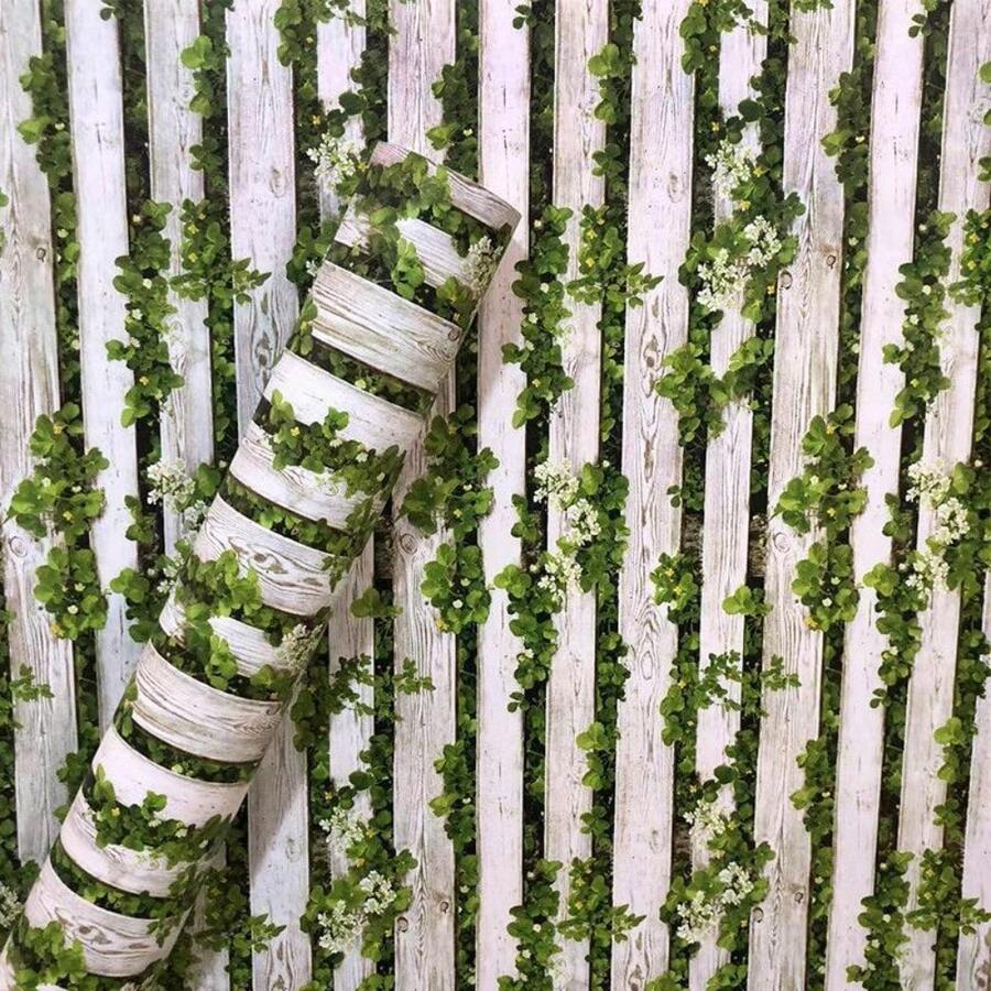 1 Roll Green Leaf Vertical Striped Peel And Stick Contact Paper, Removable Self Adhesive Waterproof PVC Vinyl Sticker For Living Room Dining Room Cabinet Desktop Kitchen Home Decor