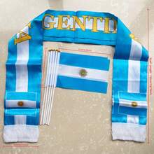 1 Set Argentina/Brazil/Colombia Cheerleading Scarf And Hand Waving Flags, Including 1 Scarf And 5 Hand Flags, Football Match Accessories - Suitable For Events, Parties, Business, Sports, Festivals, Home Decor, Outdoor Decor - A - View 3