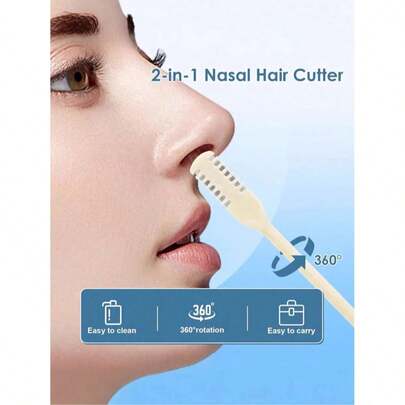 Máy tỉa lông mũi cầm tay 2 trong 1 cải tiến, máy tỉa lông mũi xoay 360°, dụng cụ tỉa lông mũi có thể rửa sạch, dùng được cho cả nam và nữ, nhỏ gọn và dễ sử dụng (Màu ngẫu nhiên)