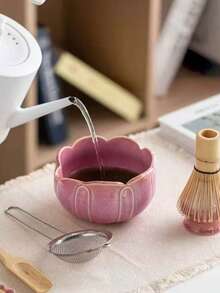 4件/5件/7件套新款莲花渐变抹茶套装，创意花瓣窑烧抹茶碗，高品质抹茶工具套装，包含抹茶碗、打蛋器、竹勺、抹茶筛，适合抹茶爱好者和初学者，母亲节、长辈、情人节的绝佳礼物 - 彩色 - 查看 9