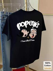 Camiseta de manga corta con estampado de dibujos animados, top casual de moda para mujer, blanca, estilo veraniego, ropa de mujer, blusas de mujer, tallas S-3XL - Negro - Ver 1