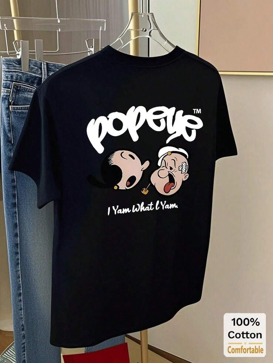 Camiseta de manga corta con estampado de dibujos animados, top casual de moda para mujer, blanca, estilo veraniego, ropa de mujer, blusas de mujer, tallas S-3XL - Negro - Ver 1