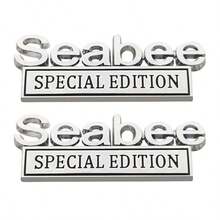 2PCS Seabee Edition 3D Metal Car Decals For Fender Trunk Tailgate Military-Themed Adhesive Badge Sticker In Silver Gray Durable Weatherproof Auto Accessory For SUV Truck Laptop - Silver/Black - View 1